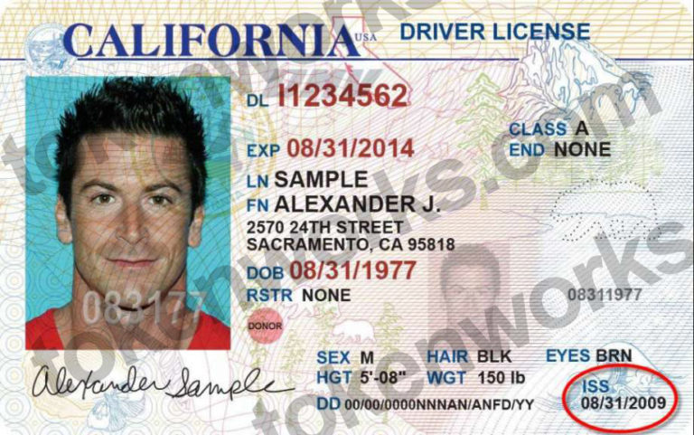 california drivers license front and back